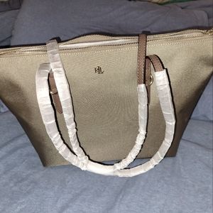 Ralph Lauren small tote clay/gold